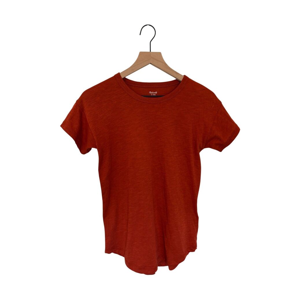 Madewell Rust Orange Basic Cotton Crew Neck T-shirt Capsule Closet Size XXS NWT
